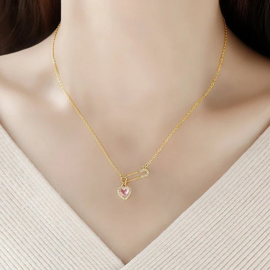 Luxury Rhinestone Heart Clavicle Necklace