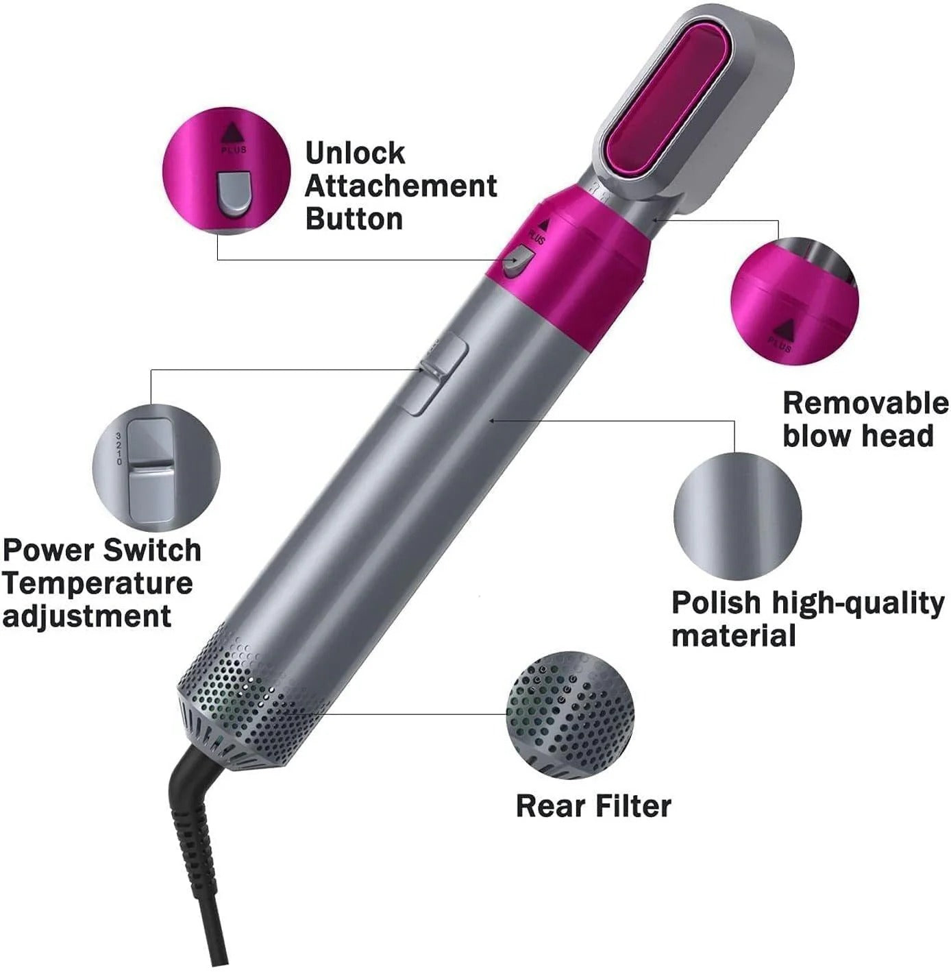 Ceramic Air Wrap Styler 5-in-1 | Professional Hot Air Brush