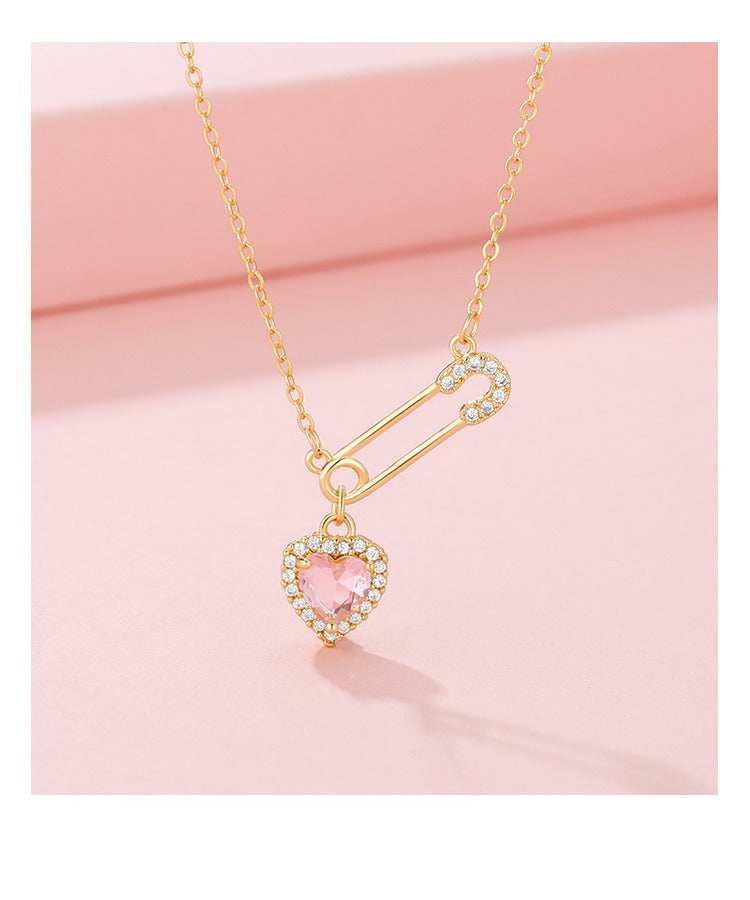 Luxury Rhinestone Heart Clavicle Necklace